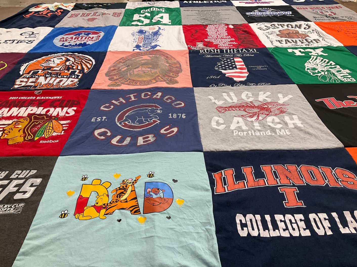 T-shirt quilt featuring chicago cubs, chicago blackhawks by Ellen from IL