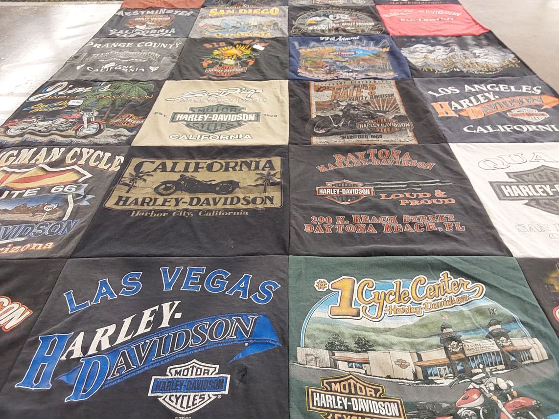 T-shirt quilt with motorcycles themes by Keith from OH