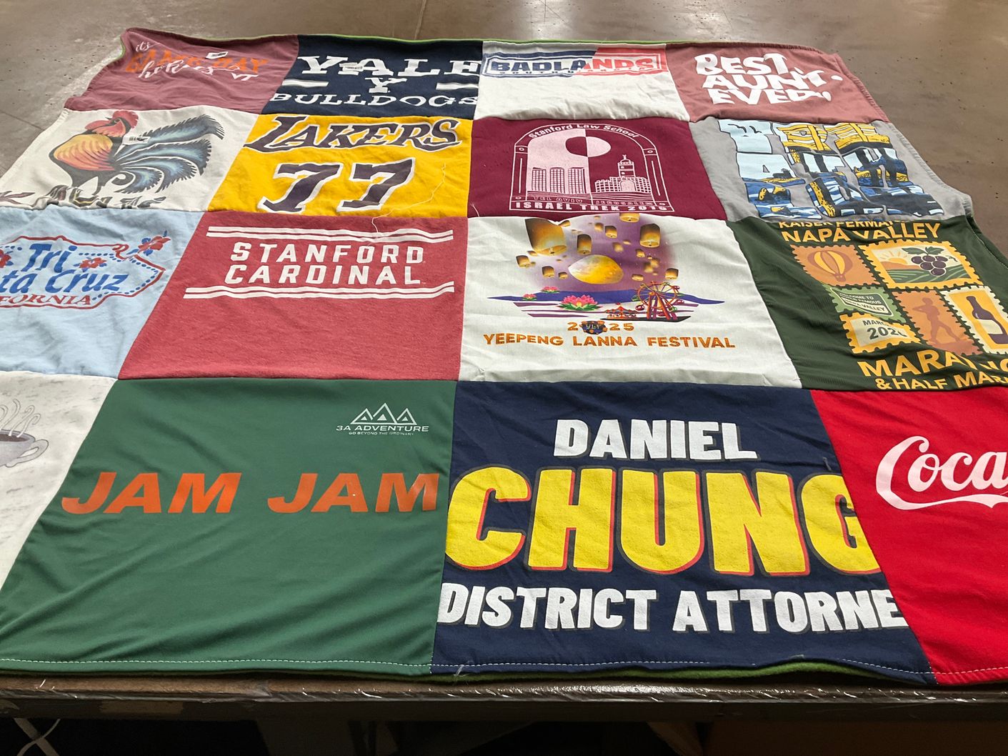 T-shirt quilt featuring los angeles lakers by Alice from CA