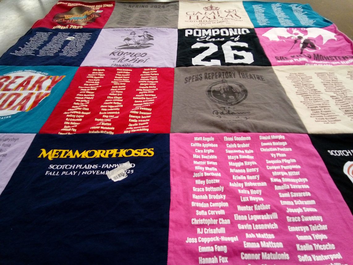 T-shirt quilt from scotch plains-fanwood high school by Patricia from NJ