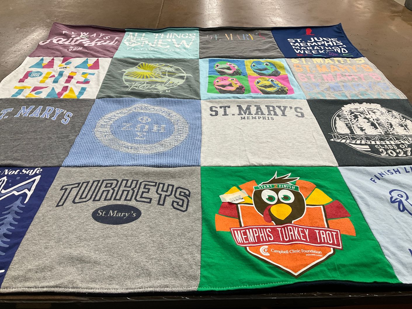 T-shirt quilt from st. mary's school memphis by Lily from TN