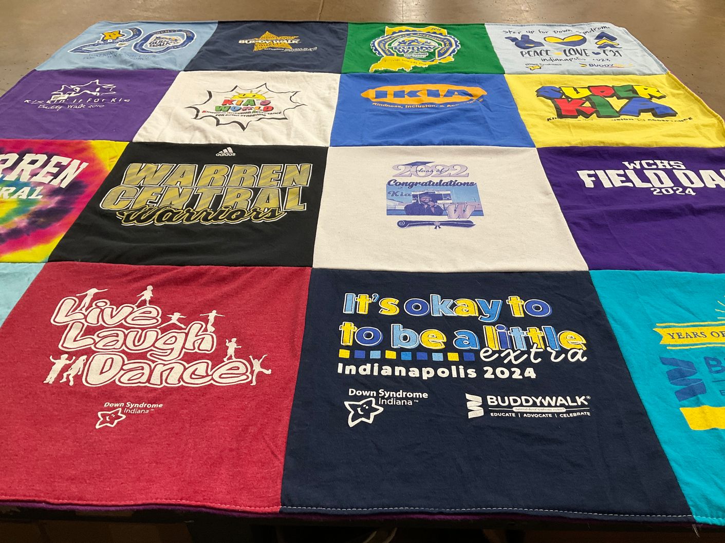 T-shirt quilt from warren central high school by Kia from IN