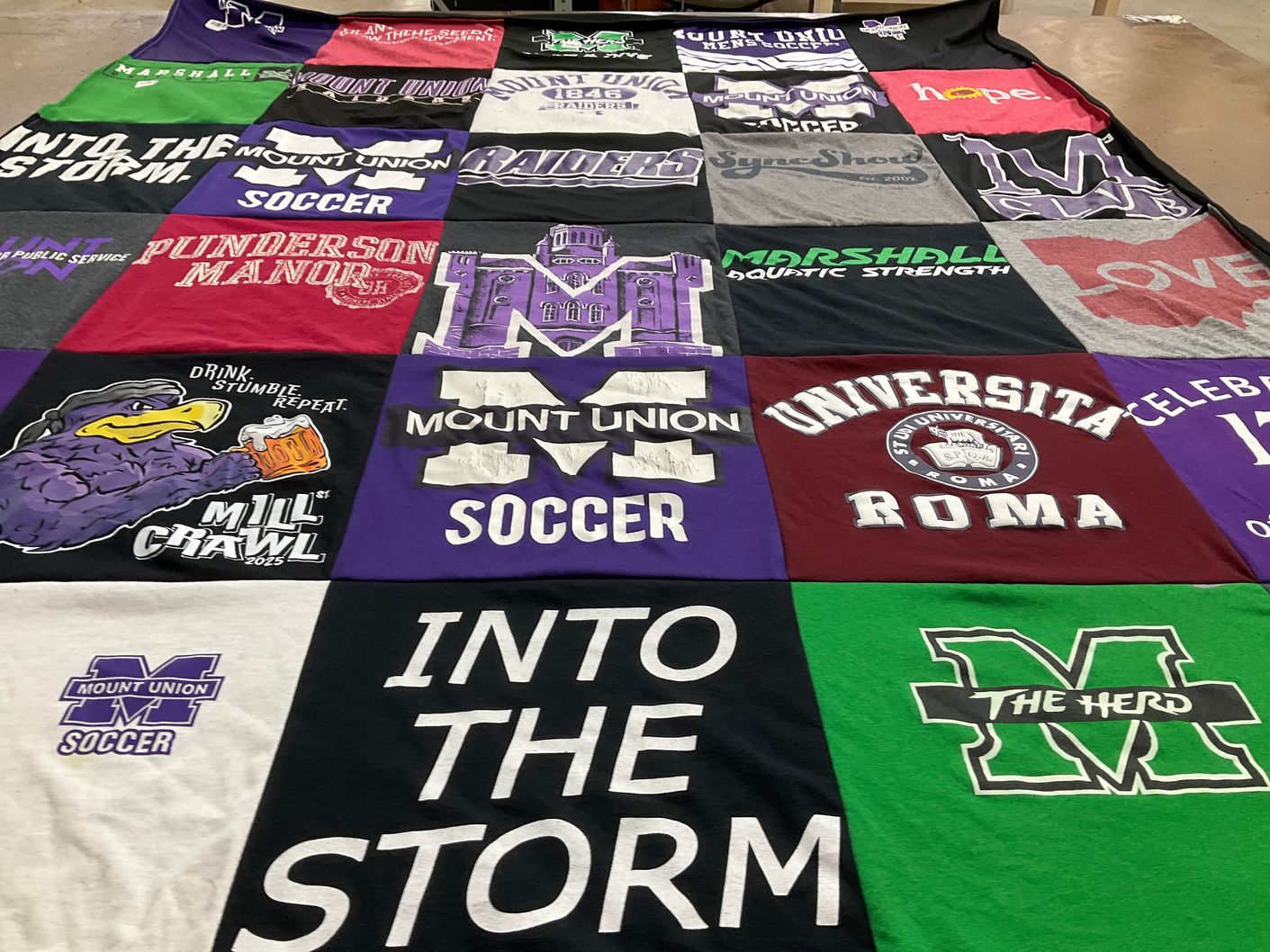 T-shirt quilt from mount union university by Lauren from OH