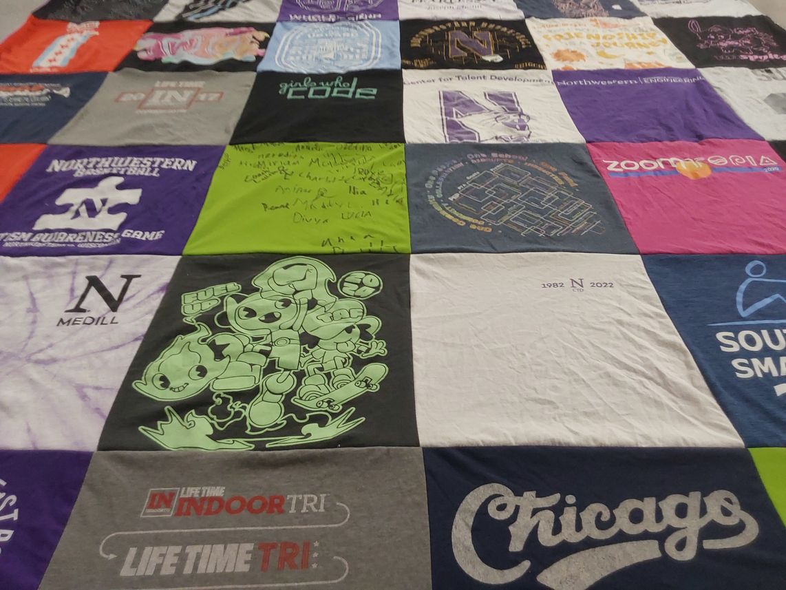 T-shirt quilt from northwestern university by Donna from IL