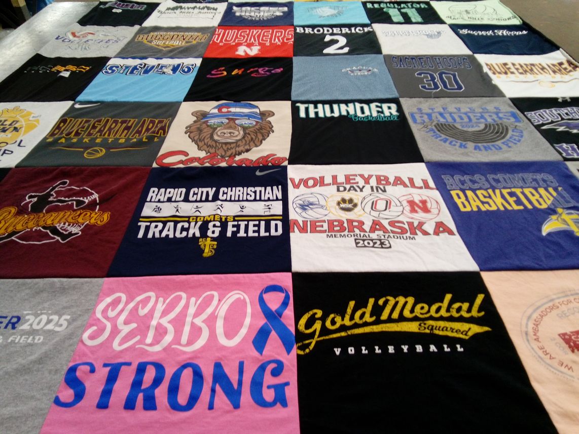 T-shirt quilt featuring rapid city christian comets track and field, rapid city christian comets basketball by Jennifer from SD