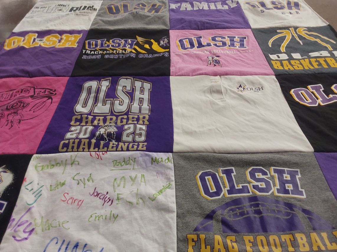 T-shirt quilt featuring our lady of the sacred heart high school by Staci from PA