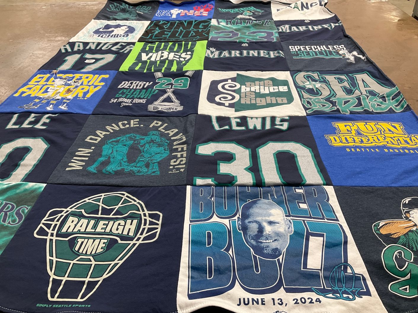 T-shirt quilt featuring seattle mariners by Ginny from WA