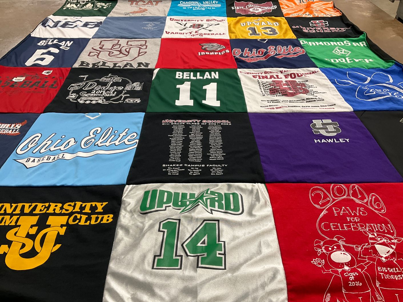 T-shirt quilt featuring ohio elite baseball by Amanda from OH