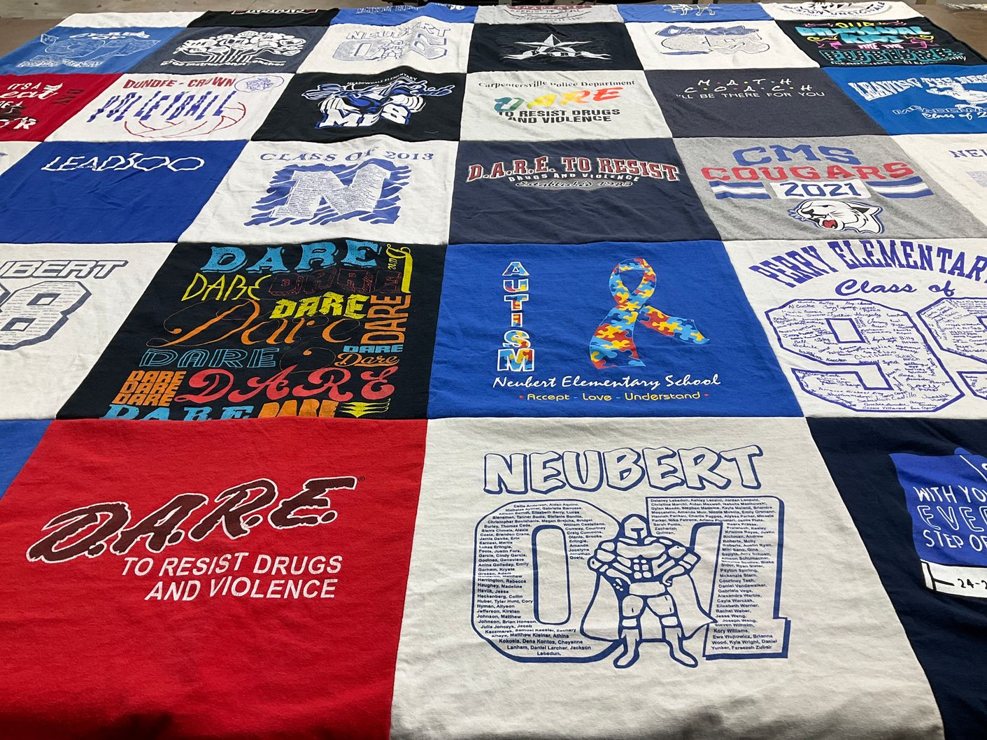 T-shirt quilt featuring cms cougars by Lisa from IL