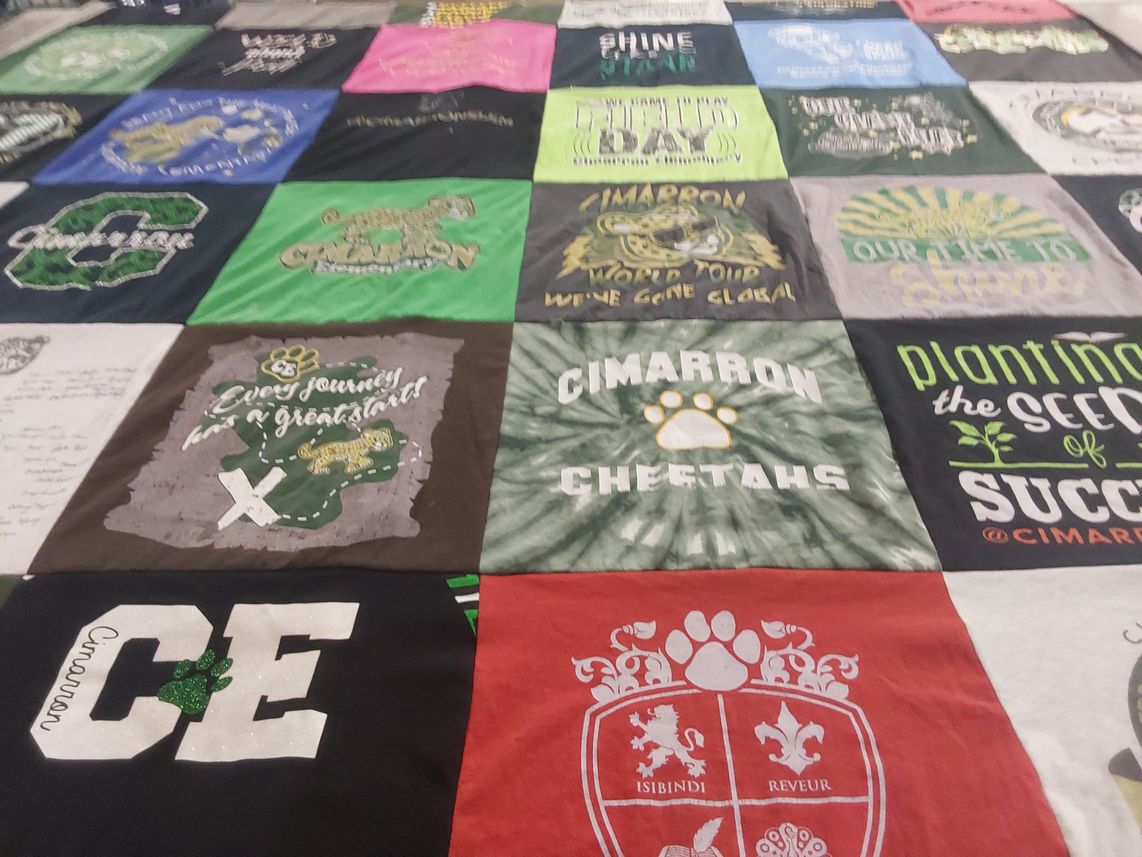 T-shirt quilt featuring cimarron cheetahs by DeEdria from TX