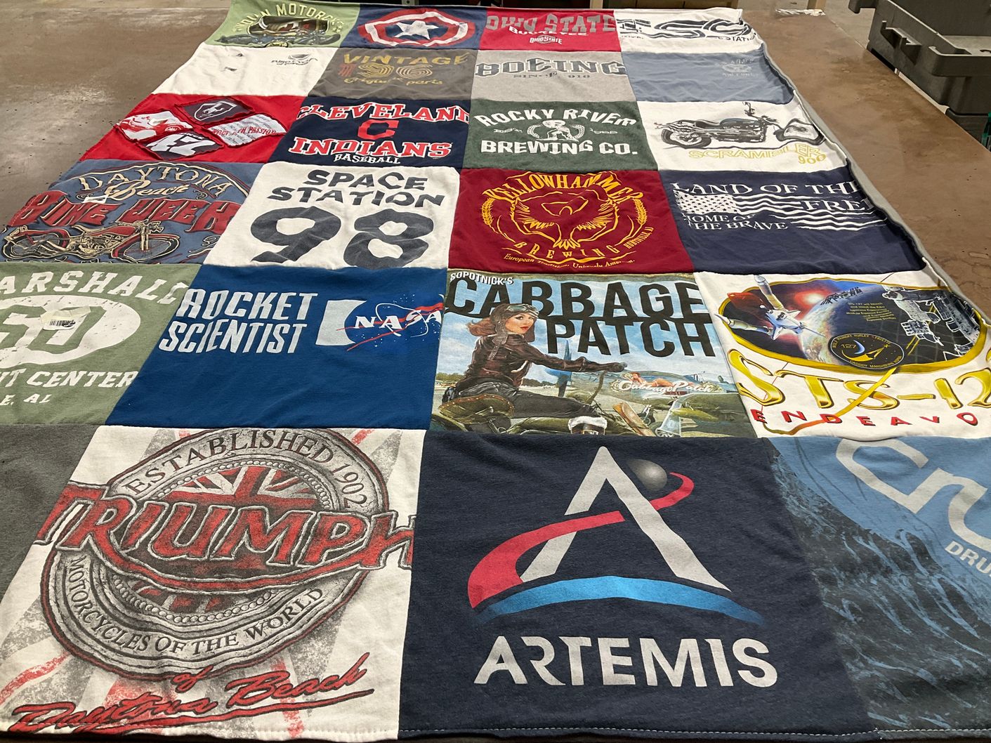 T-shirt quilt featuring cleveland indians, indiana state university by Kimberlynn from FL