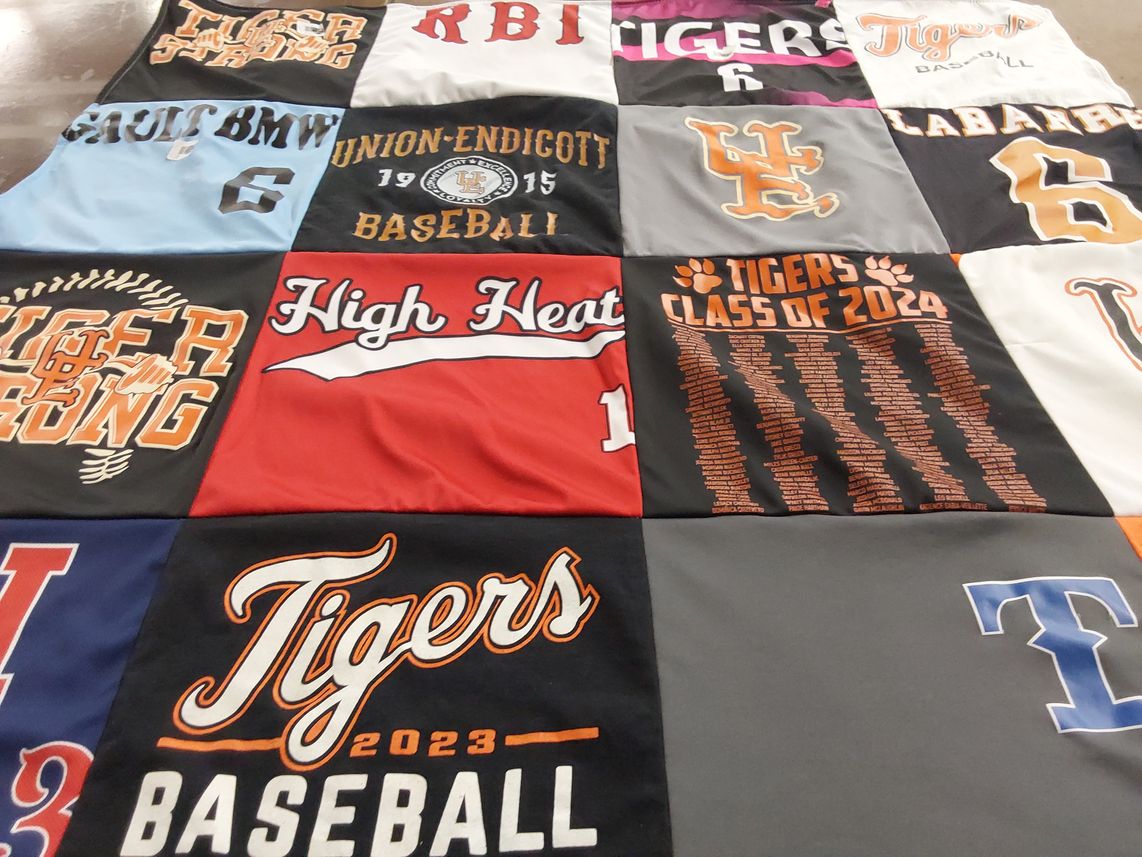 T-shirt quilt featuring tigers baseball by Lucia from NY