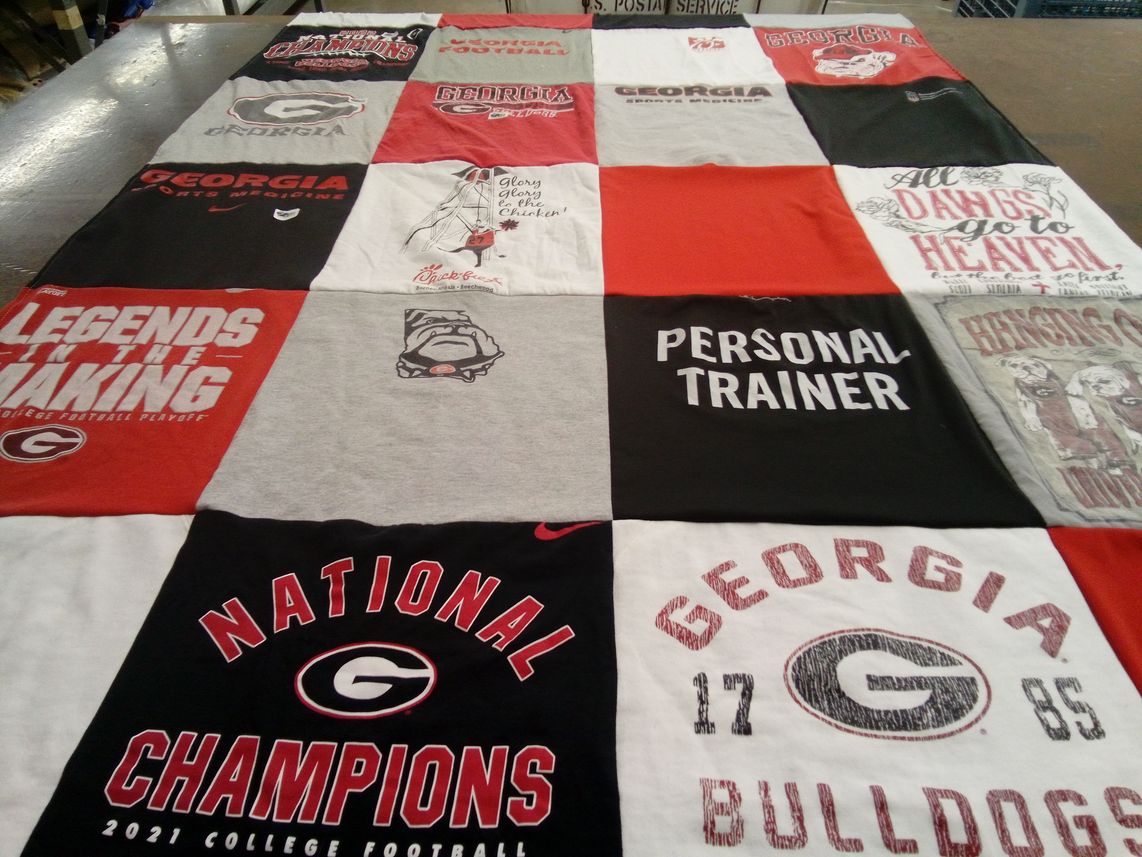 T-shirt quilt featuring georgia bulldogs football by Abigail from GA