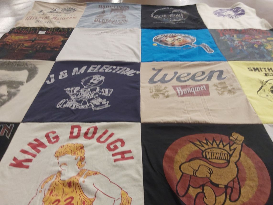 T-shirt quilt with music, art themes by Richard from MT