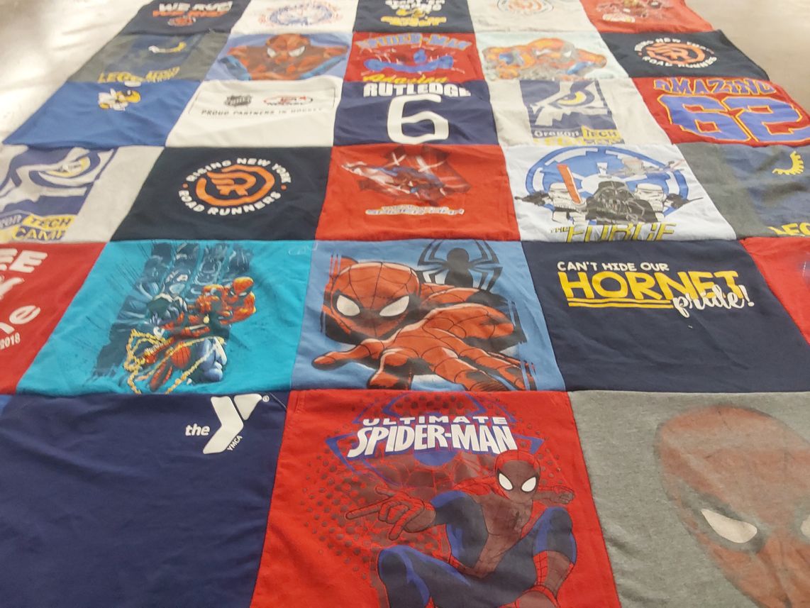 T-shirt quilt from orange technical college by Clifford from OR