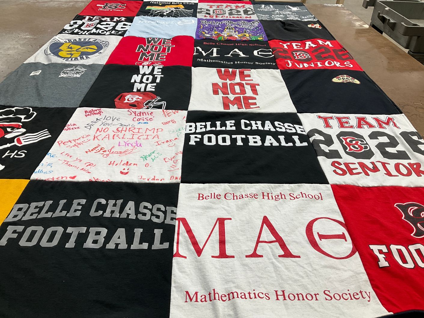T-shirt quilt featuring belle chasse football by crystal from LA