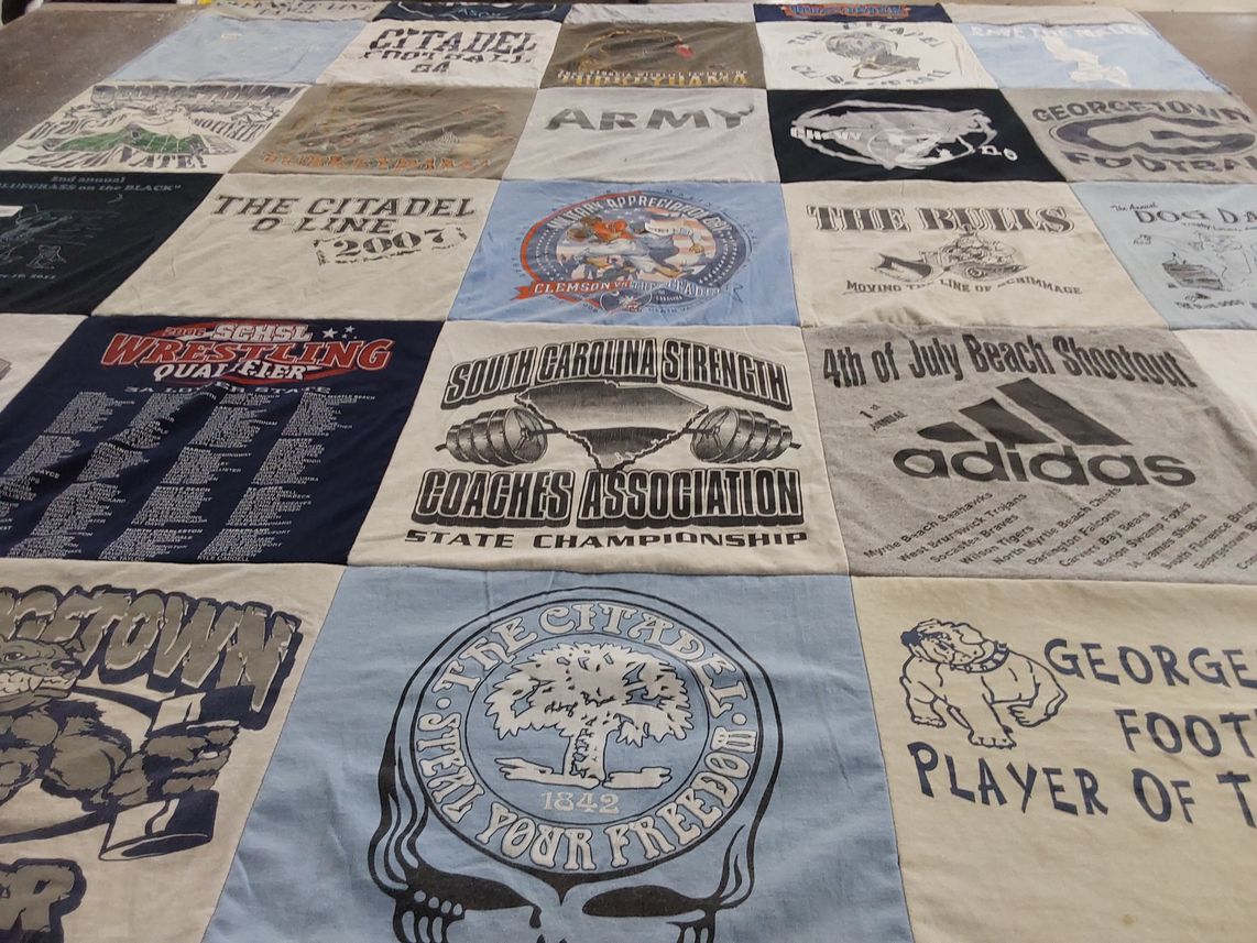 T-shirt quilt featuring the citadel football team by Emma from SC
