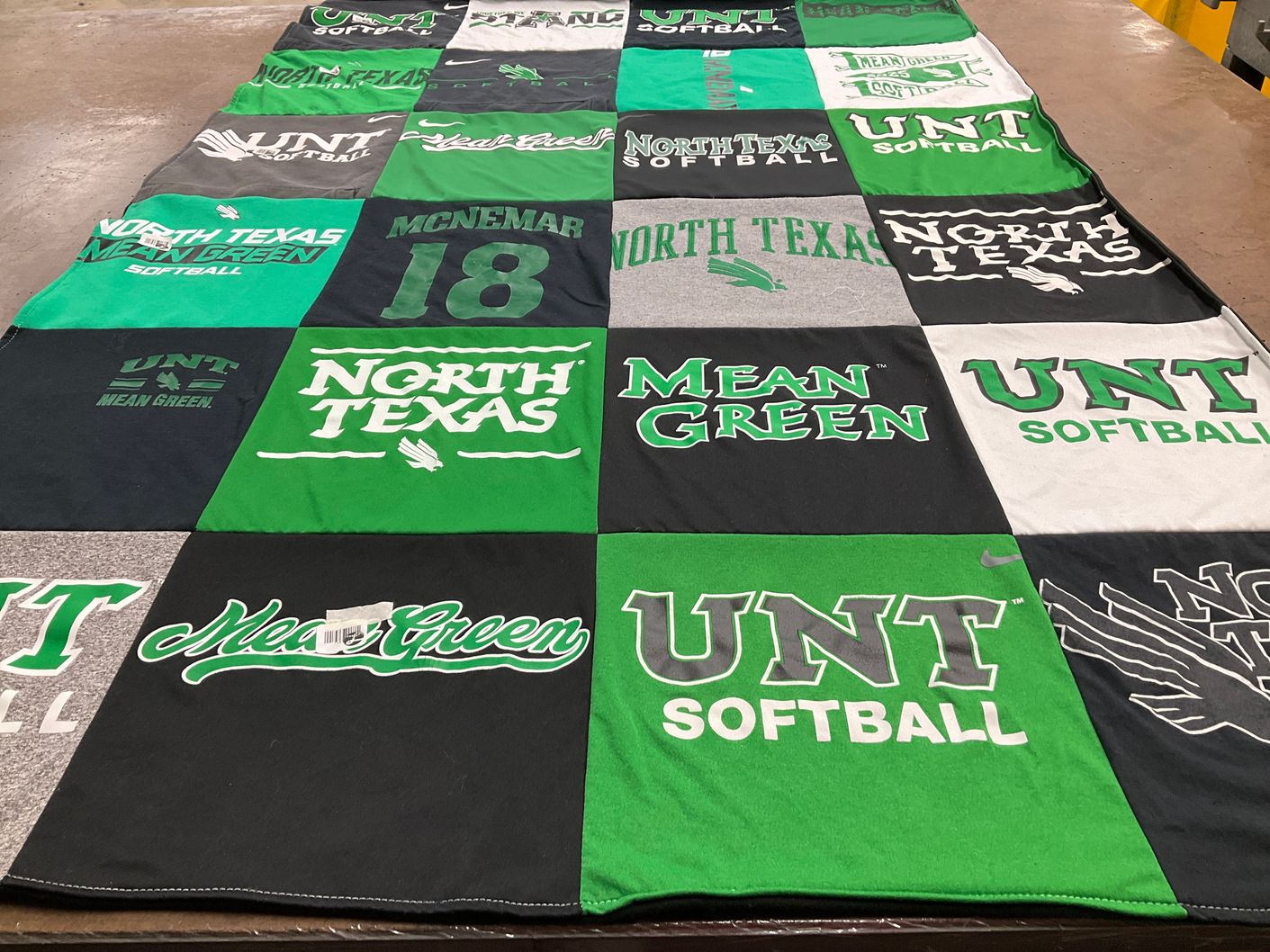 T-shirt quilt featuring university of north texas softball by Riley from KS