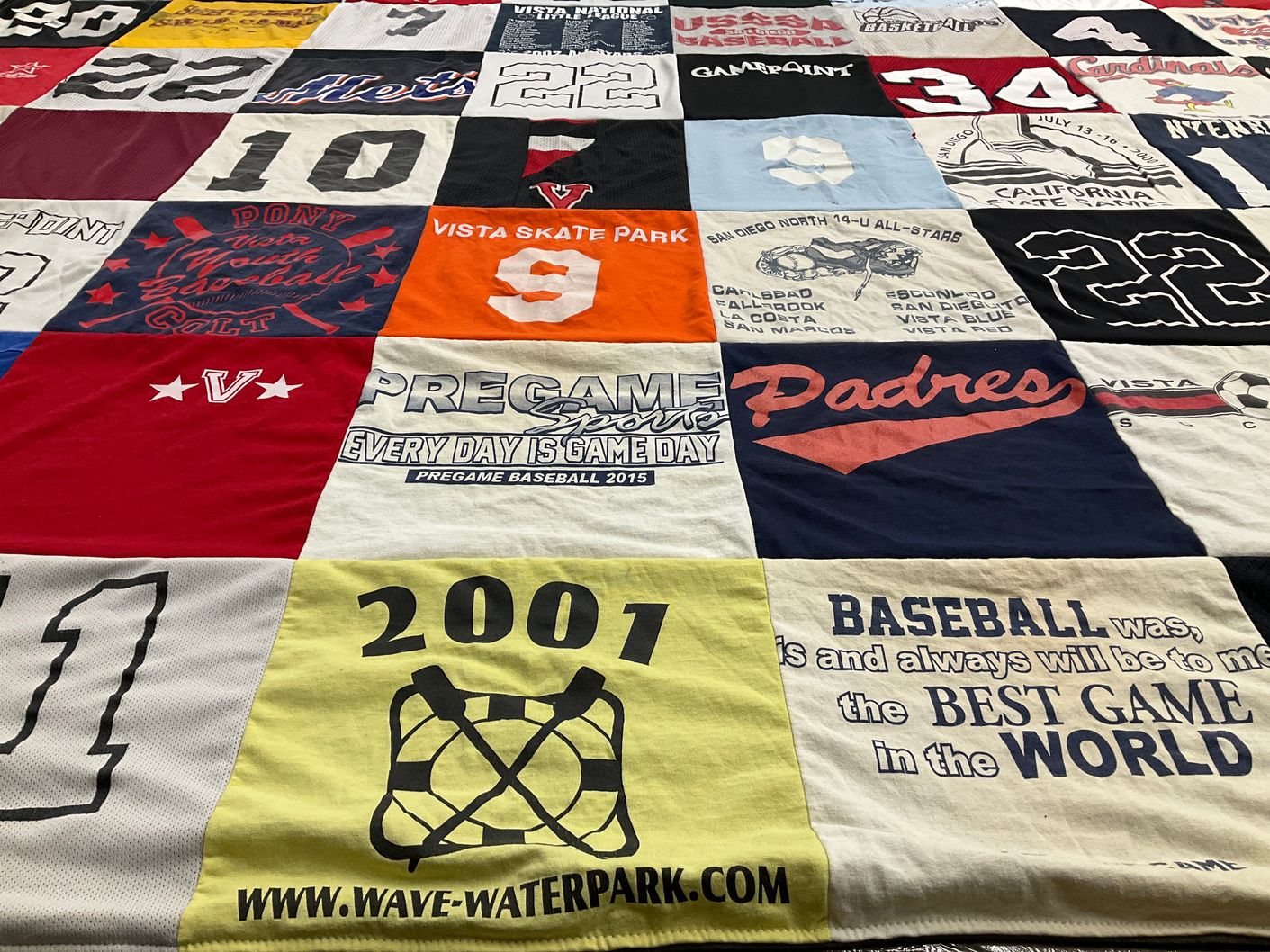 T-shirt quilt featuring padres by Eric from CA