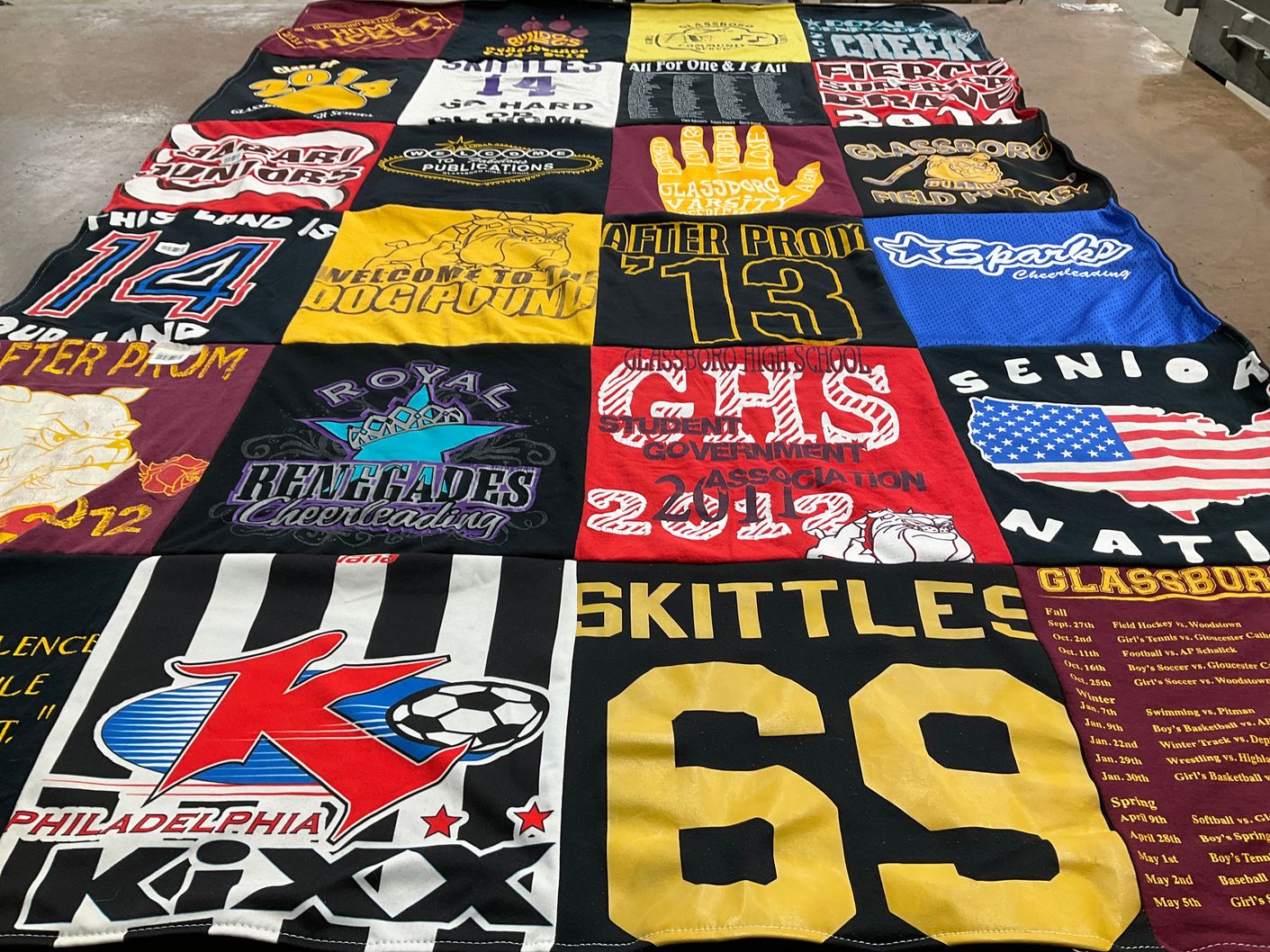 T-shirt quilt from glassboro high school by Megan from NJ