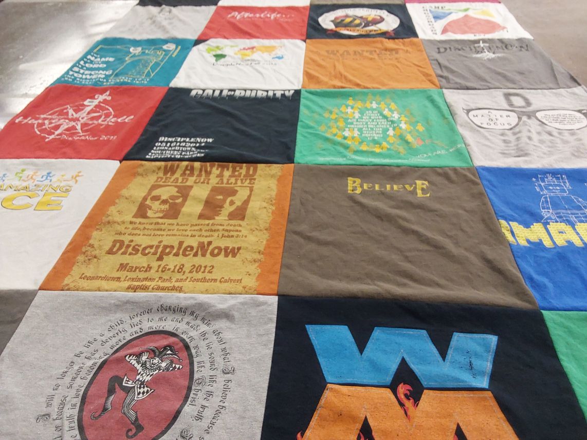 T-shirt quilt with religion, youth themes by Allen from MD