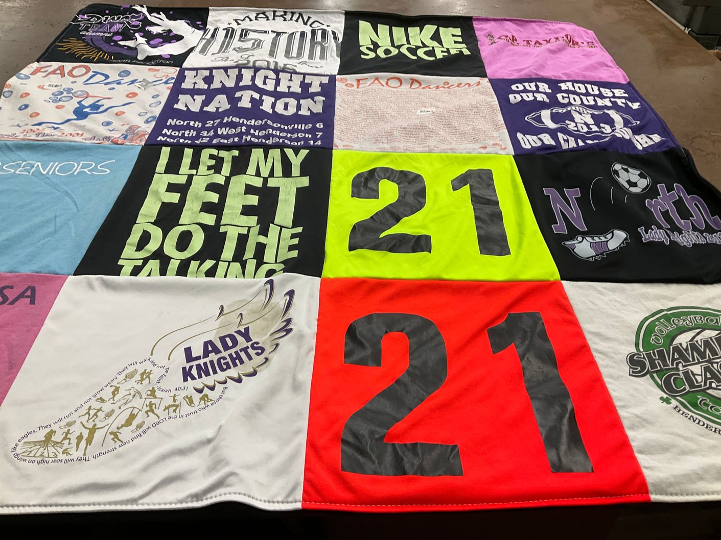 T-shirt quilt featuring lady knights by Lesley from NC