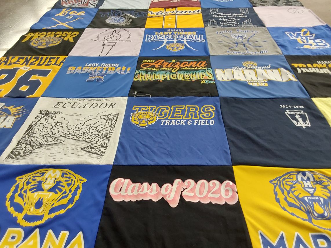 T-shirt quilt featuring marana tigers basketball, marana tigers track and field by Melissa from AZ