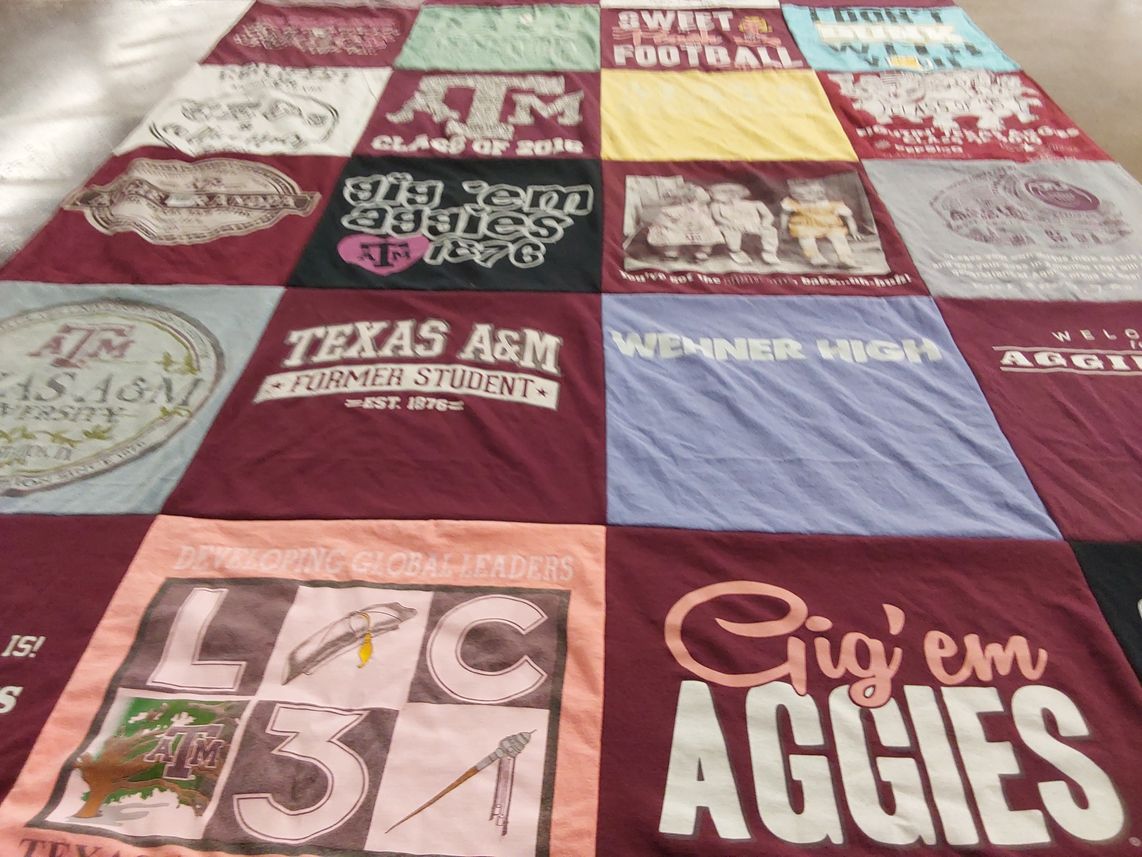 T-shirt quilt from texas a&m university by Abigail from TX