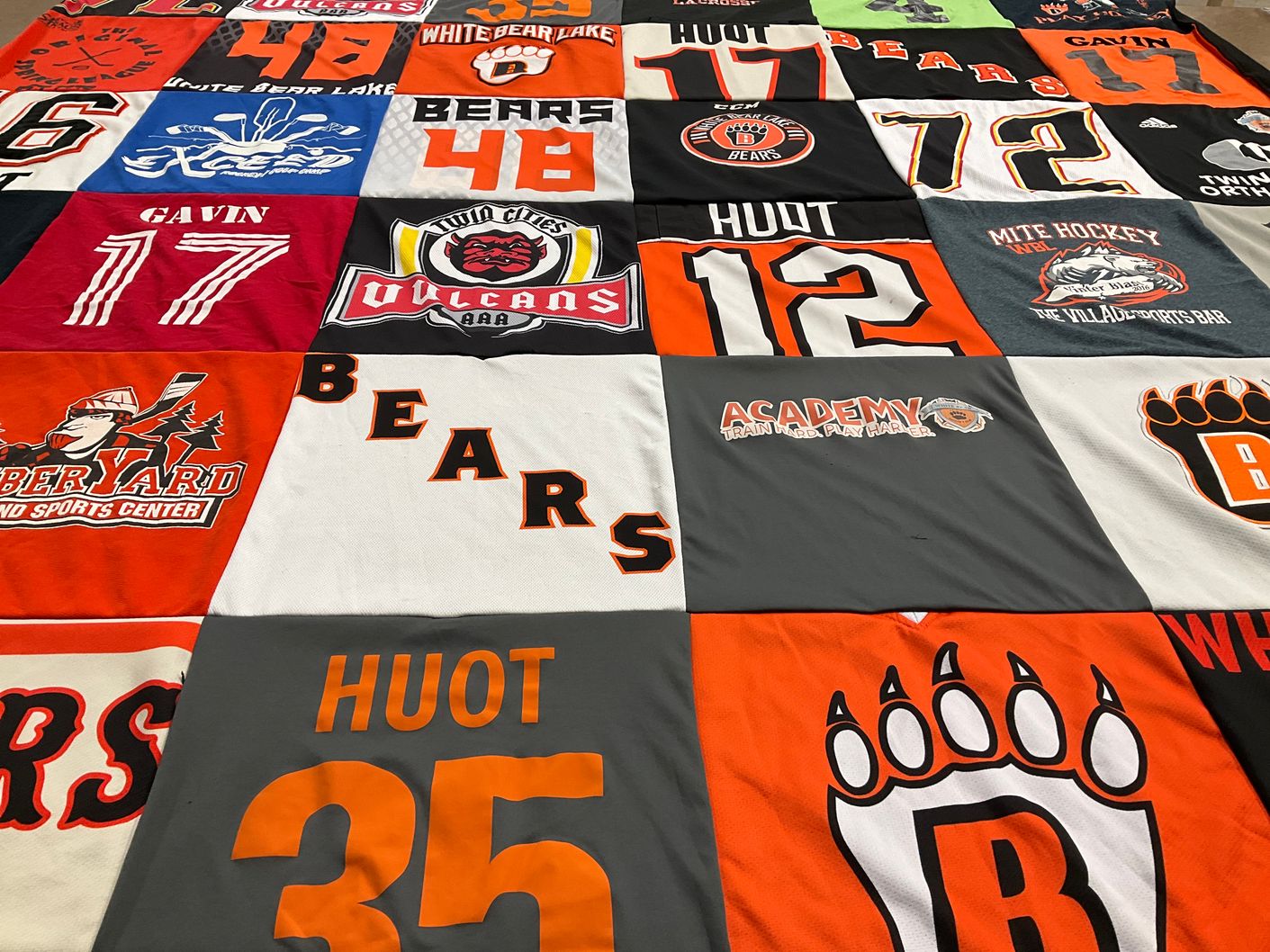 T-shirt quilt featuring twin cities vulcans aaa, white bear lake hockey by Nikki from MN