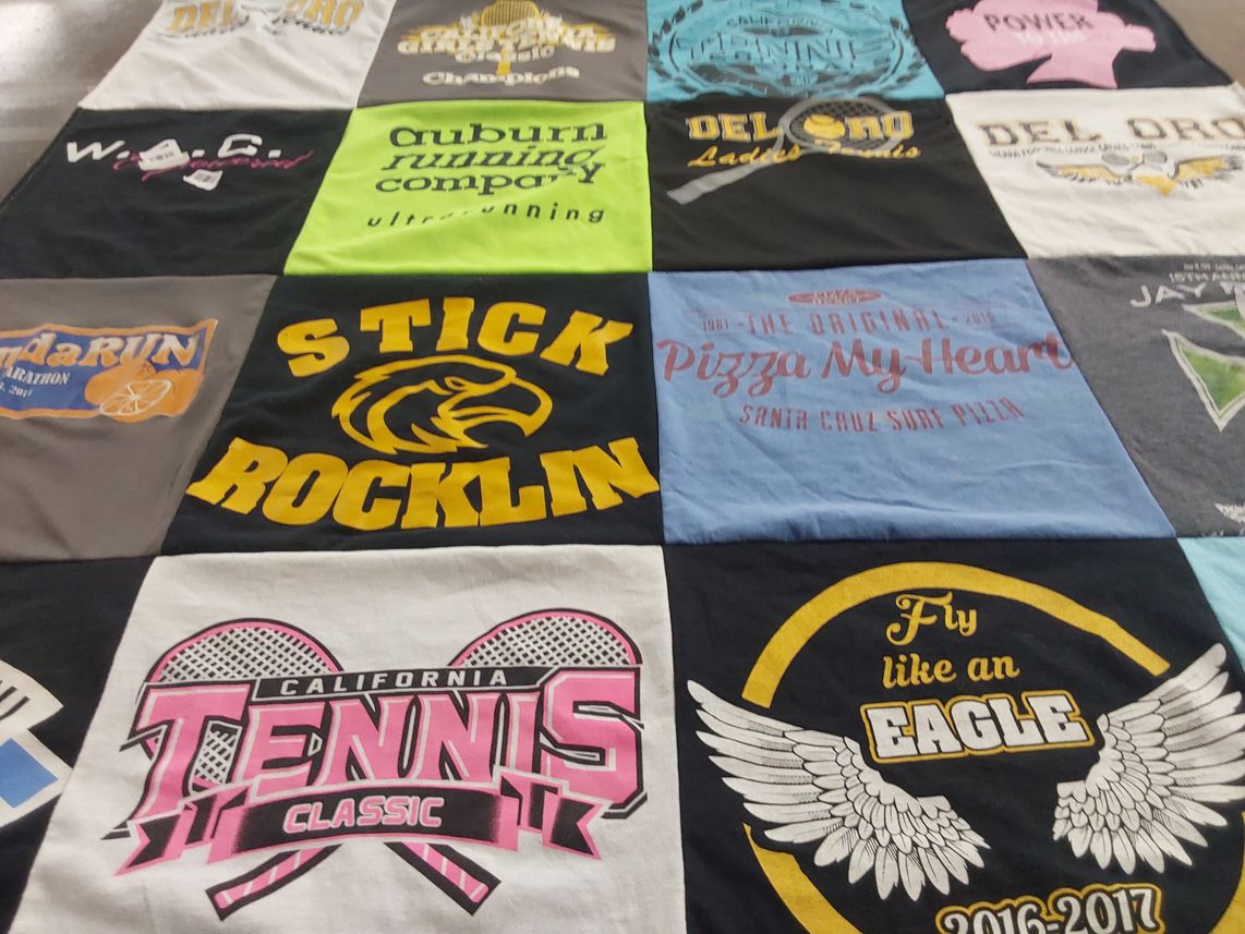 T-shirt quilt from rocklin high school by Jeffrey from CA