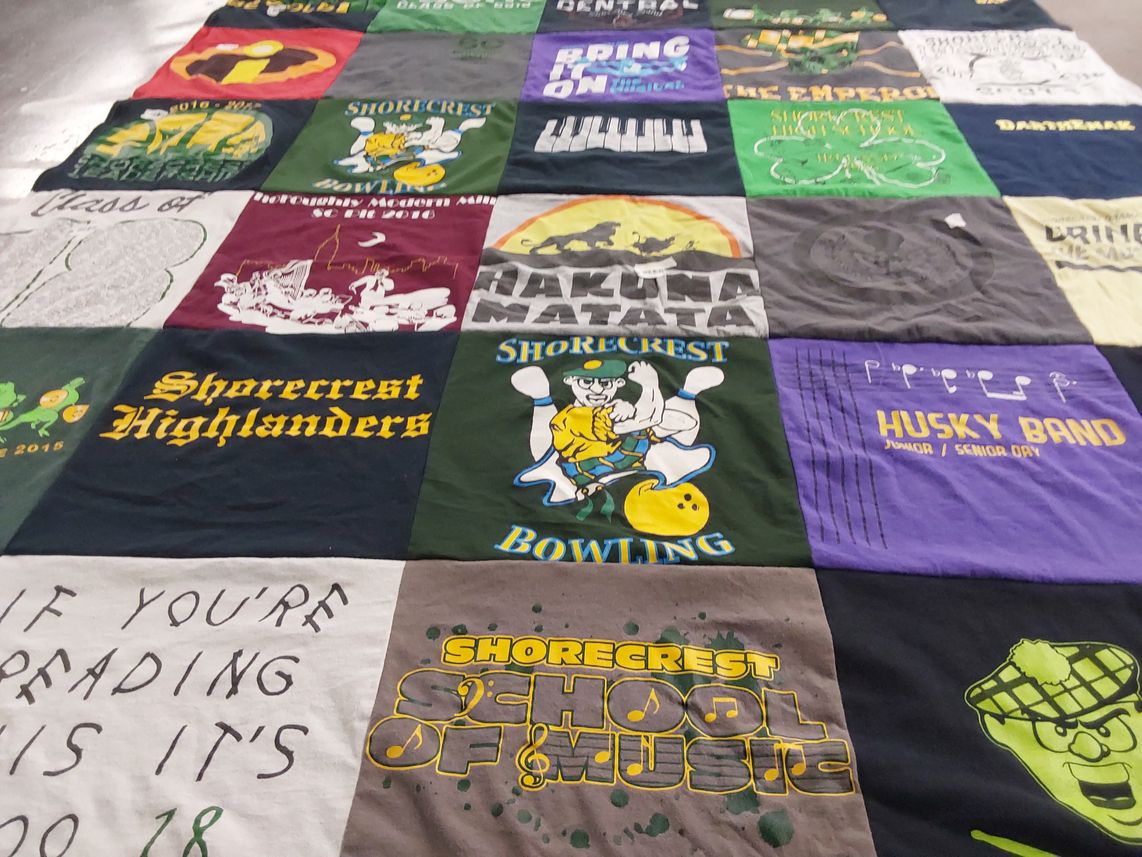 T-shirt quilt from shorecrest high school by Andrea from WA