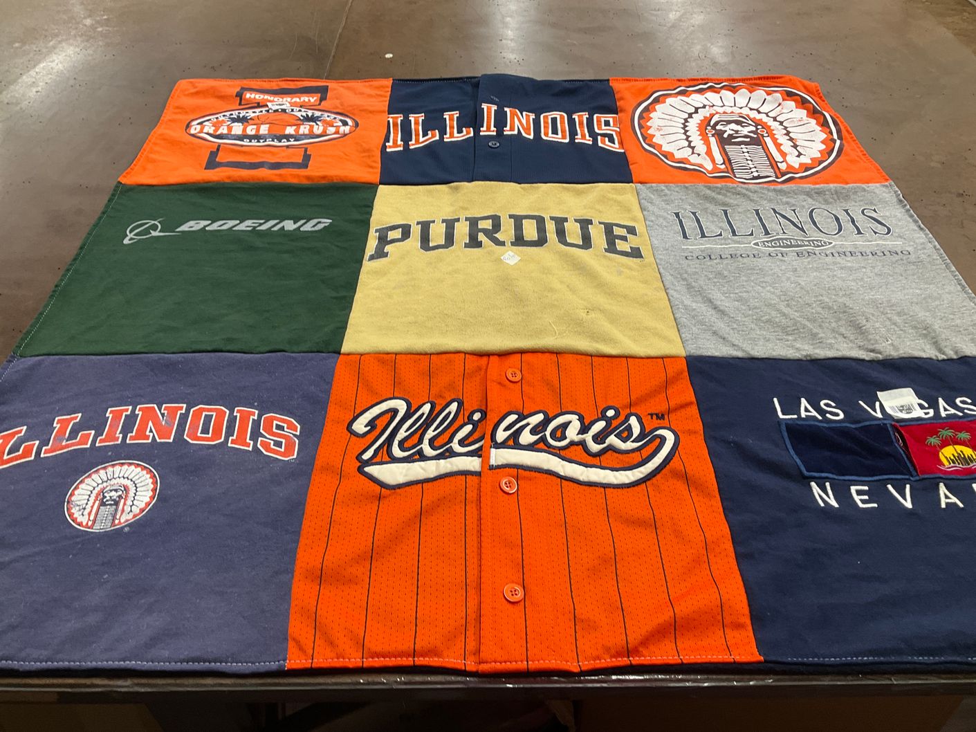 T-shirt quilt from illinois institute of technology, purdue university by Margie from IL