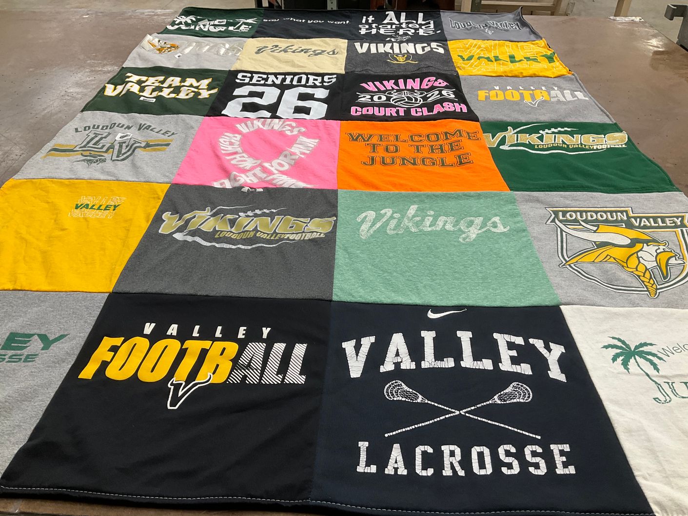T-shirt quilt featuring loudoun valley vikings by Chris from VA