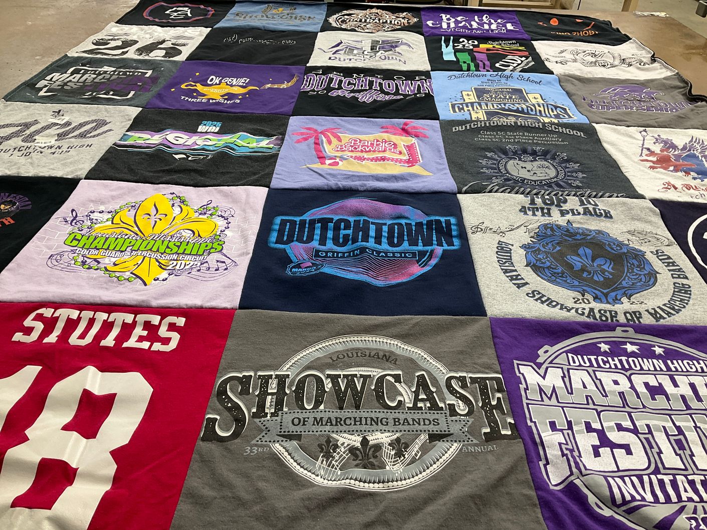 T-shirt quilt from dutchtown high school by Jillian Schultea from LA