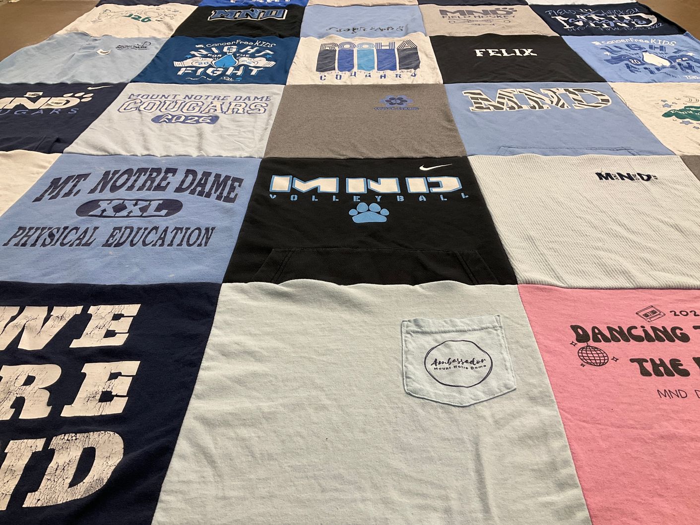 T-shirt quilt from mount notre dame high school by Jennifer from OH