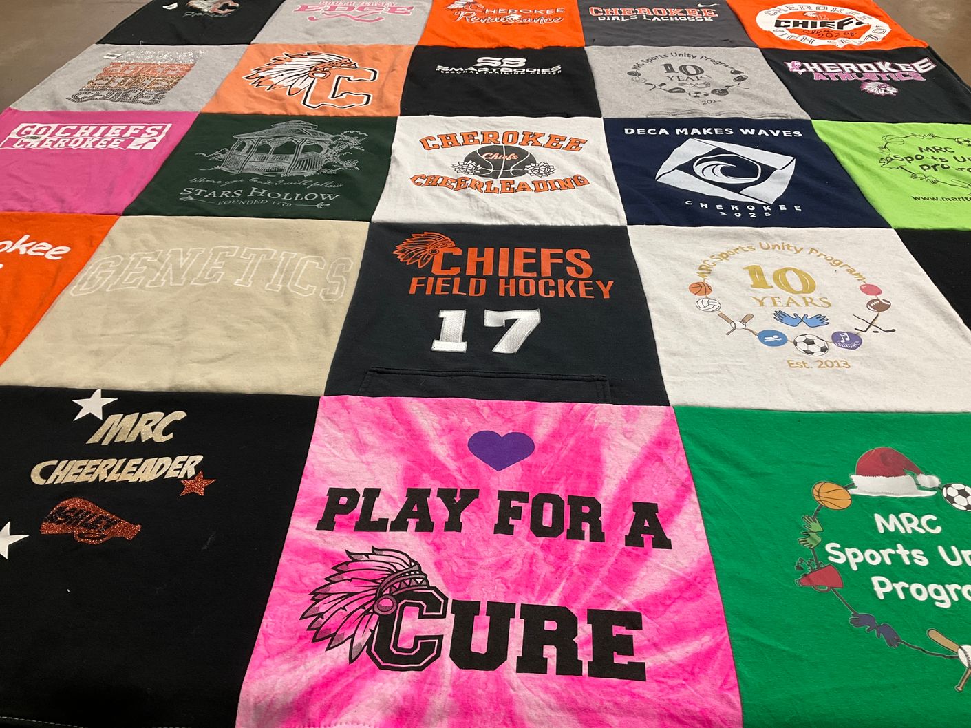 T-shirt quilt featuring cherokee chiefs field hockey by Amy from NJ