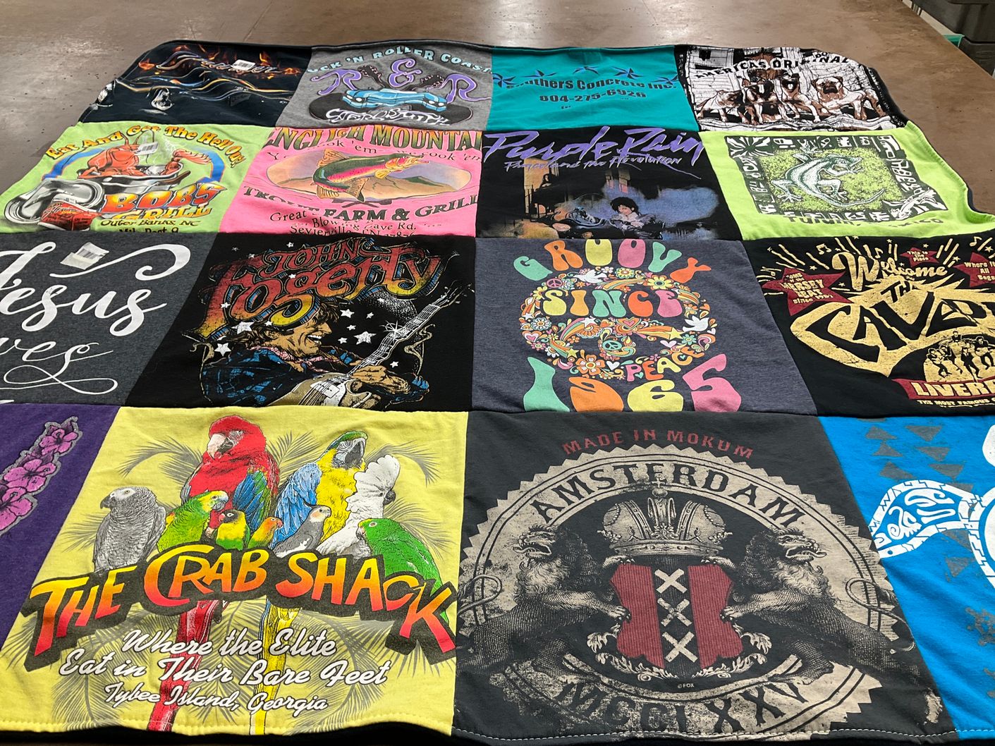T-shirt quilt with music, food themes by Melissa from VA