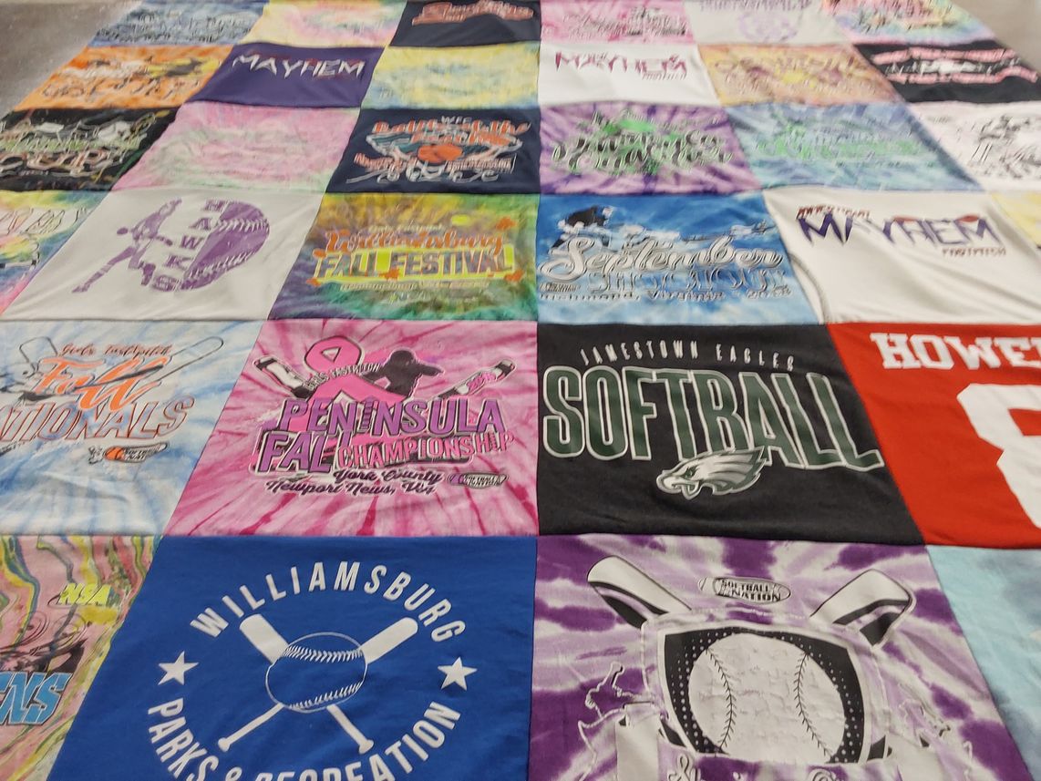 T-shirt quilt from jamestown high school by Abby from VA