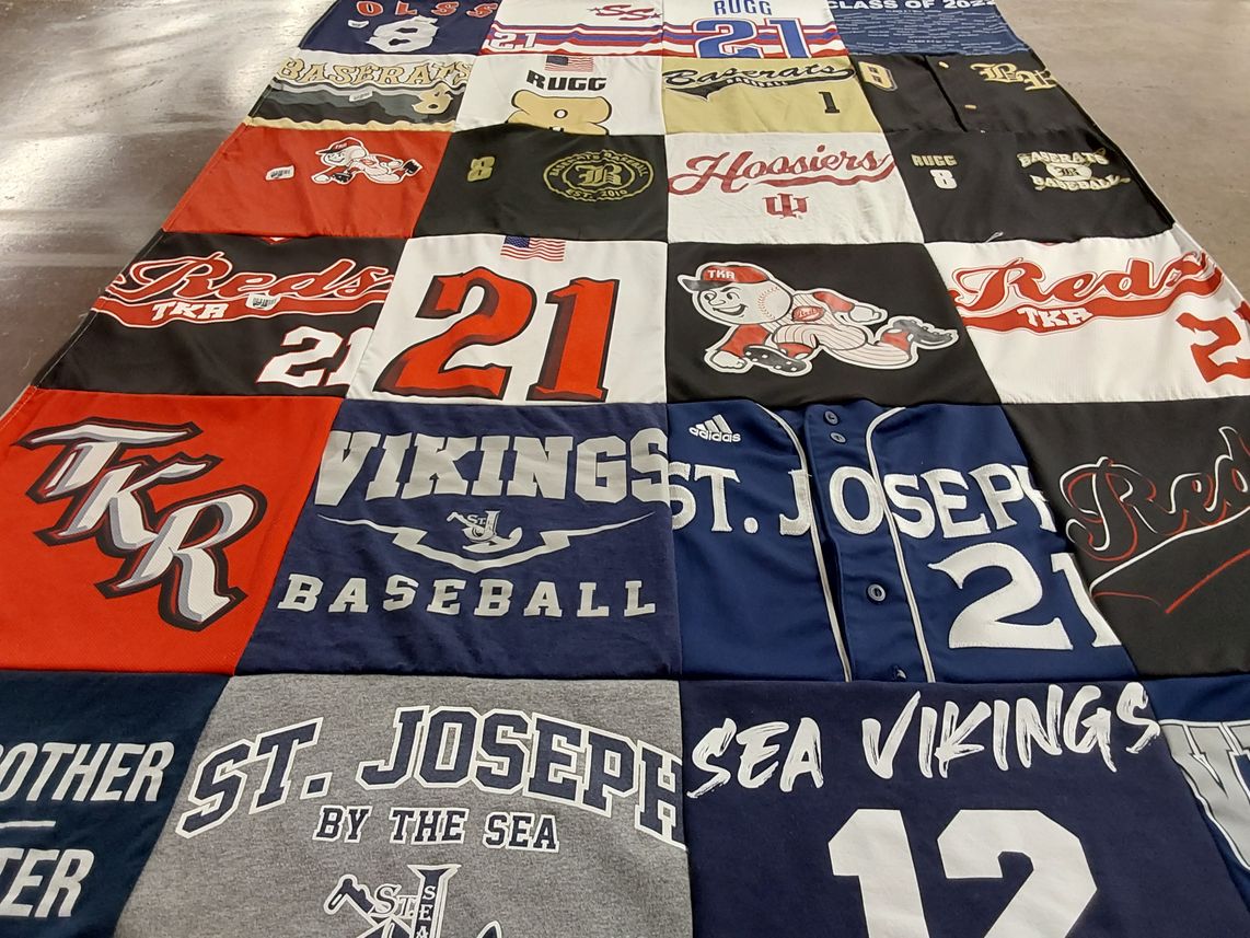T-shirt quilt featuring st josephs baseball, tkr reds by AnneMarie from NY