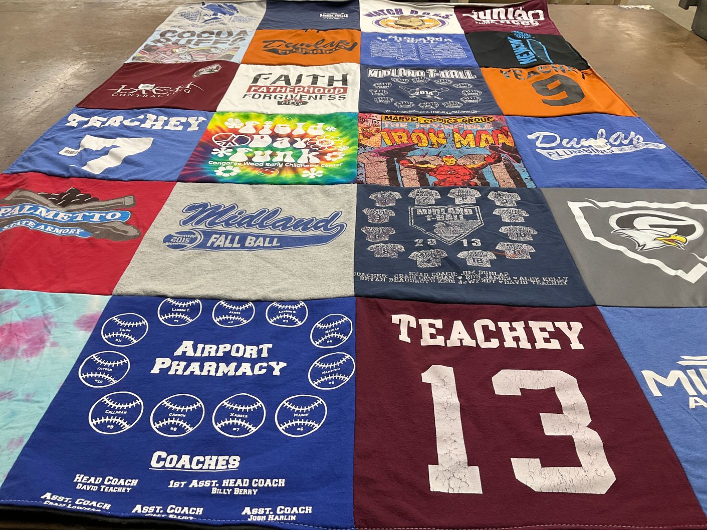 T-shirt quilt with baseball, sports themes by David from SC