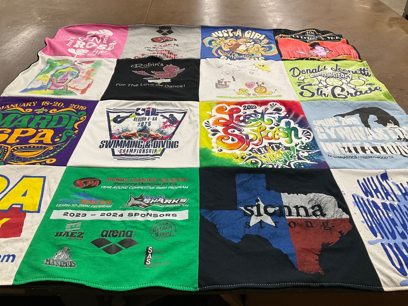 T-shirt quilt from sienna high school by Cassandra from TX