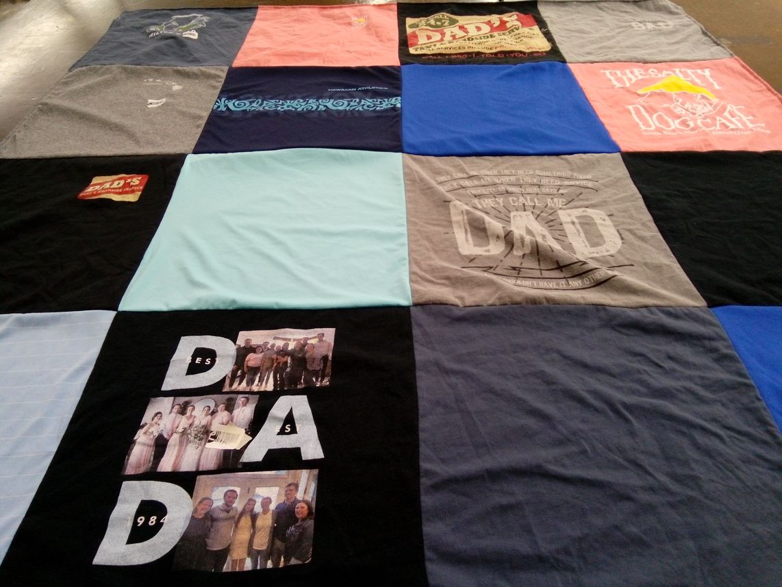 T-shirt quilt with family themes by Lynda from TN