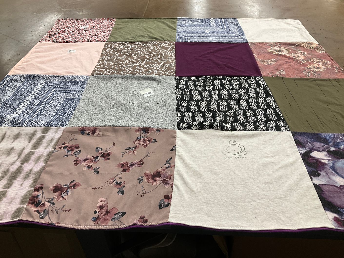 T-shirt quilt with textiles, quilting themes by Jody from AZ