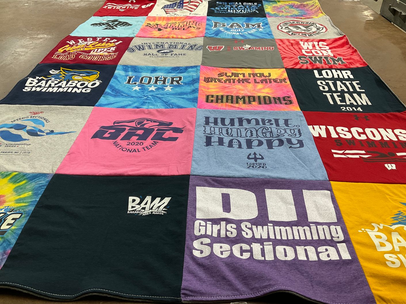 T-shirt quilt featuring baraboo swimming, wisconsin swimming by Ella from WI