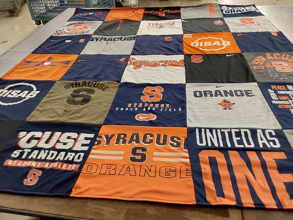 T-shirt quilt featuring syracuse university track and field, syracuse orange by Marissa from OH