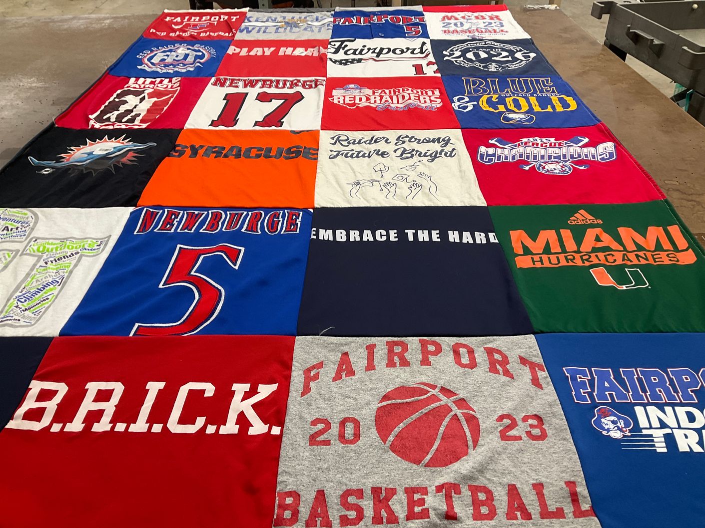 T-shirt quilt featuring fairport basketball by Susan from NY