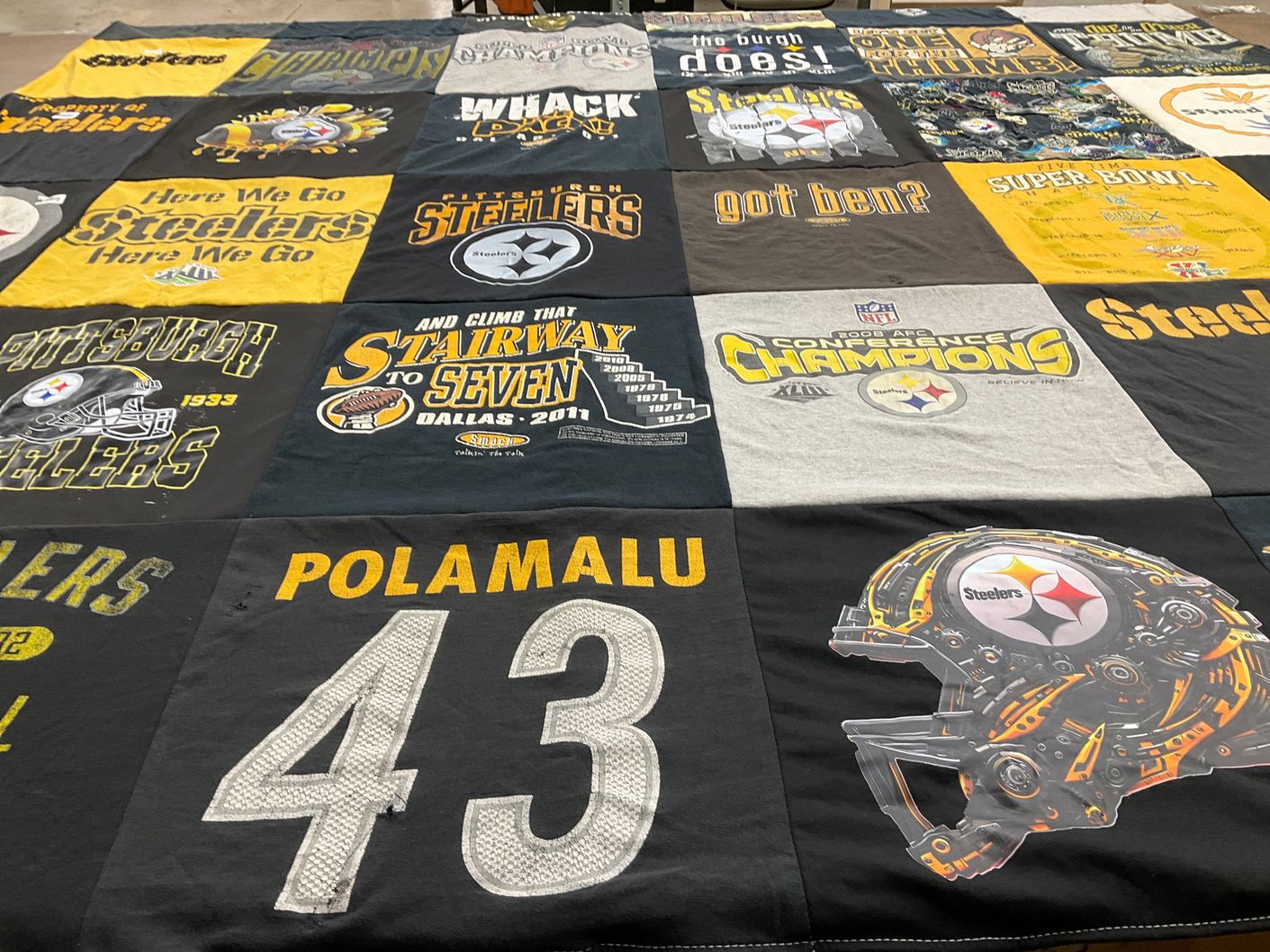 T-shirt quilt featuring pittsburgh steelers by Christine from IA