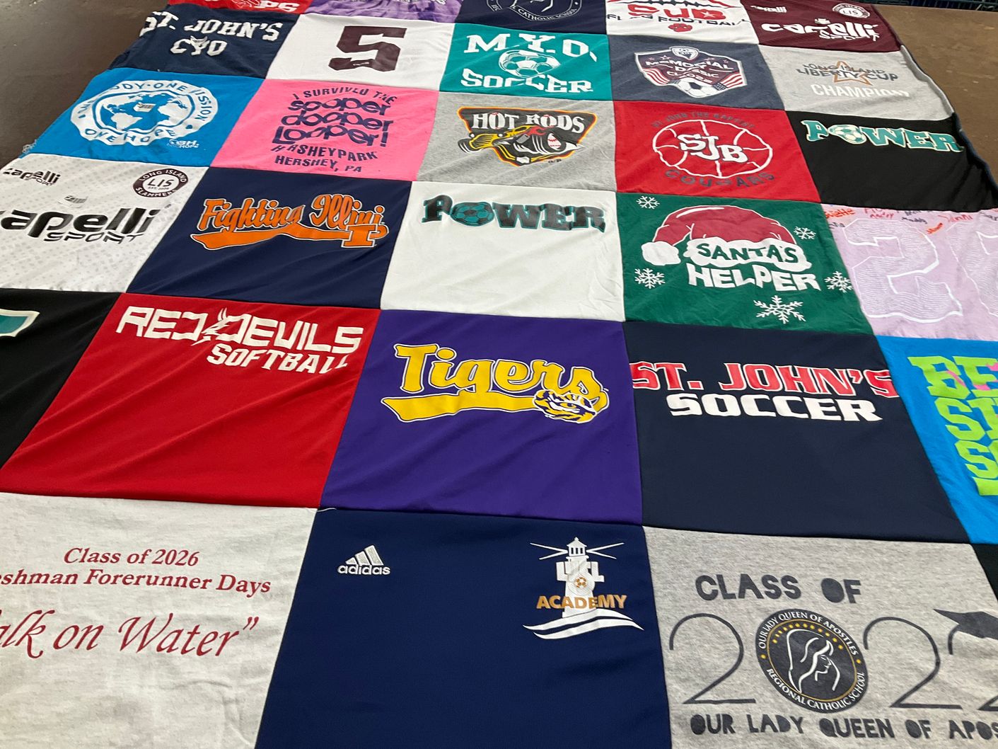 T-shirt quilt featuring red devils softball team, fighting illini team by Dawn from NY