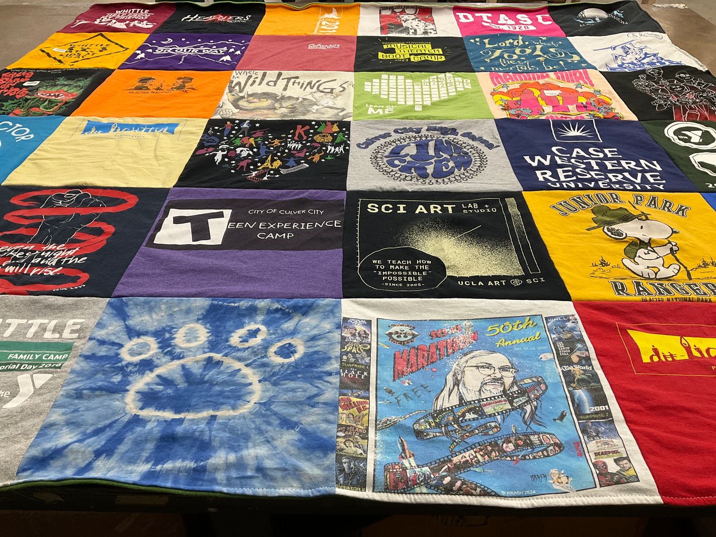 T-shirt quilt from case western reserve university, ucla by Allison from CA