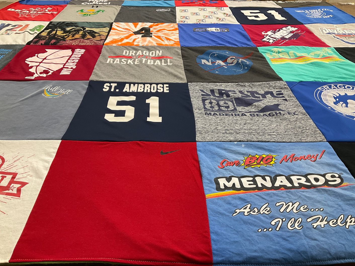 T-shirt quilt featuring dragon basketball by Patricia from IL